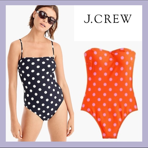 J. Crew Other - J.CREW Bandeau Swimsuit in Polka Dot